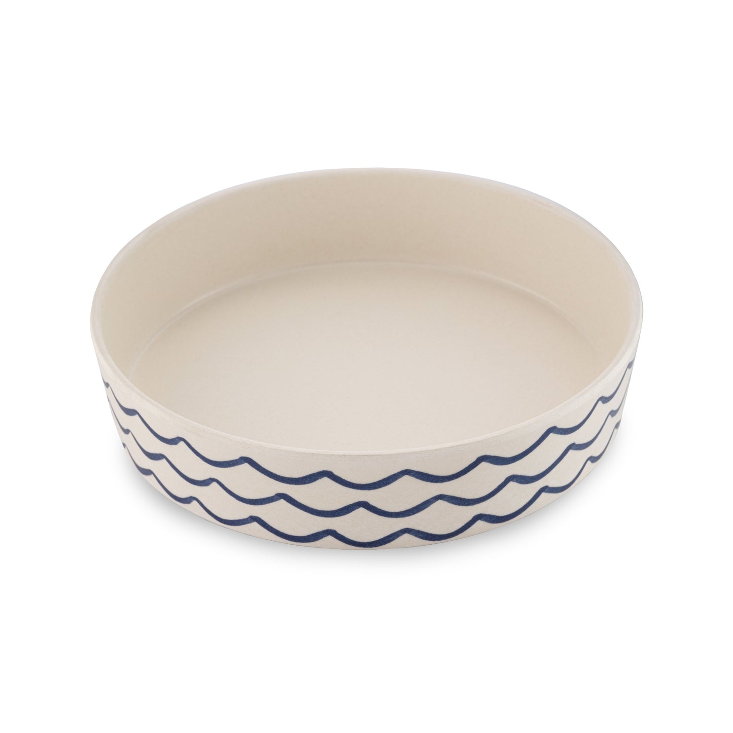 Beco Low-Rim Printed Bamboo Cat Bowl, Ocean Waves