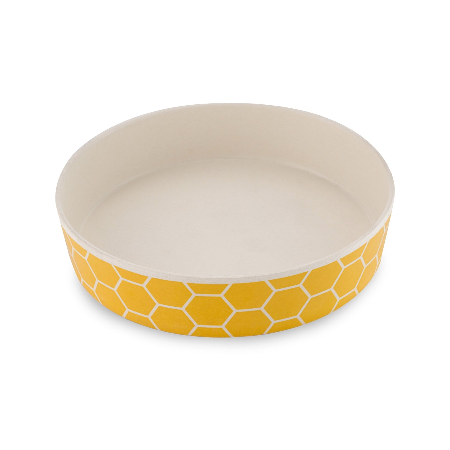 Beco Low-Rim Printed Bamboo Cat Bowl, Honeycomb