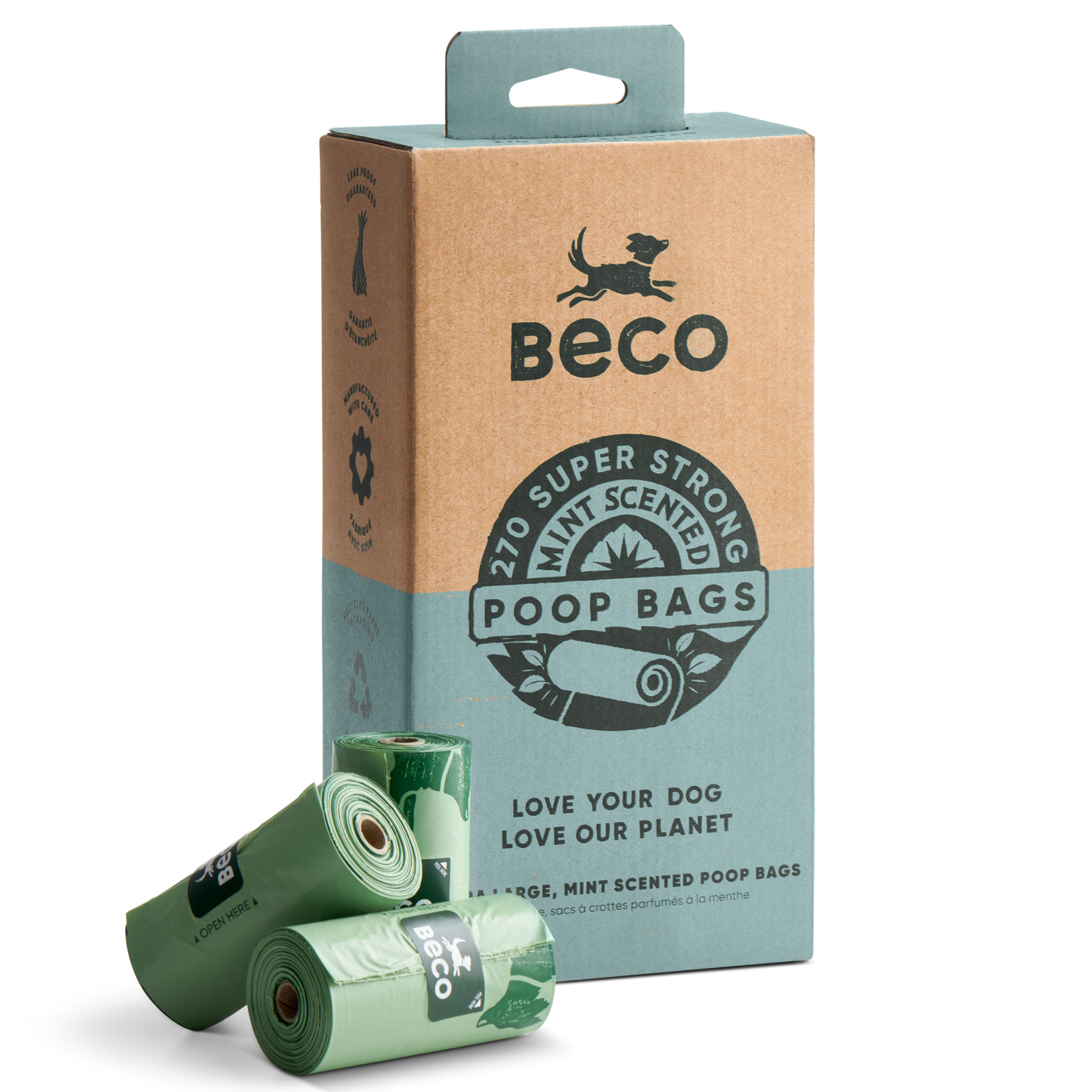 Beco Poop Bags, Mint Scented, Big, Strong and Leak-Proof, 270 pcs