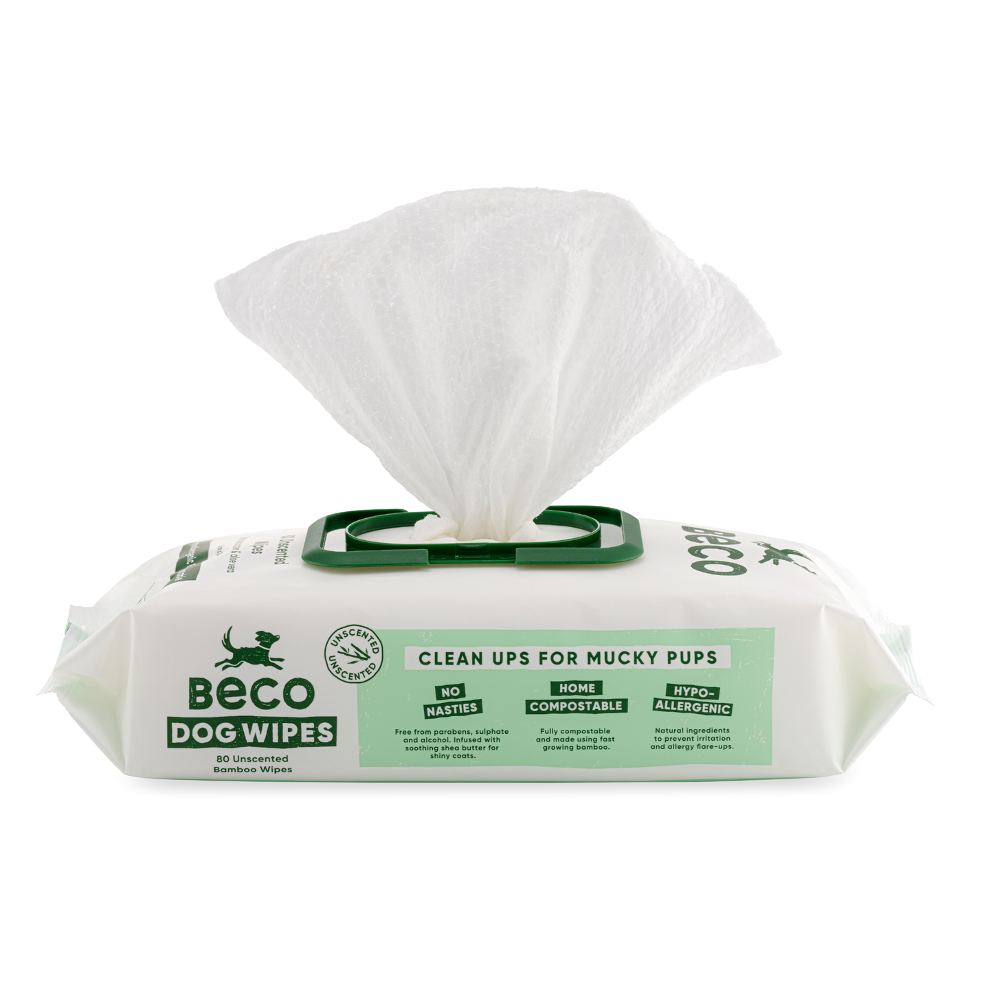 Beco Bamboo Dog Wipes, Unscented, 80 Pack