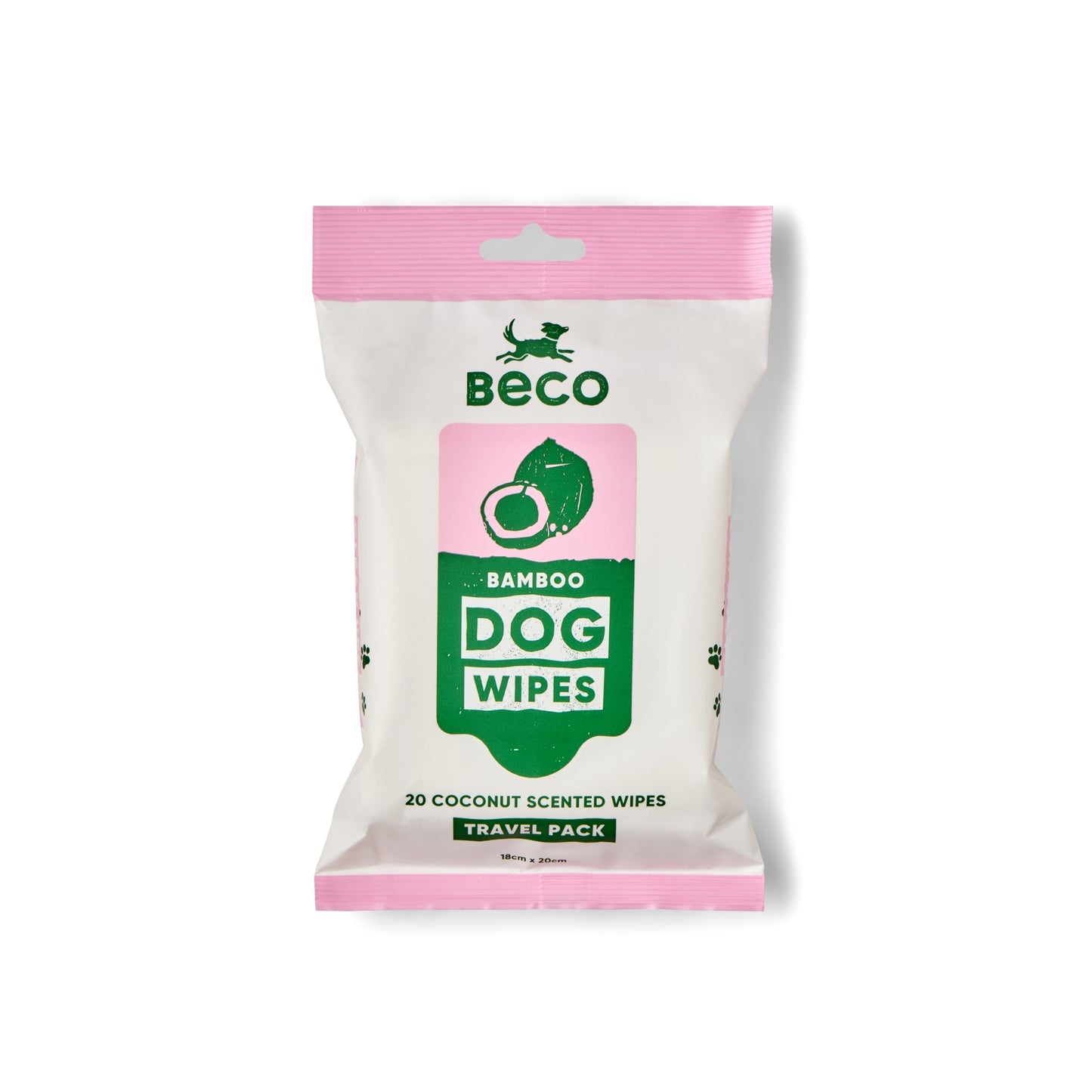Beco Bamboo Travel Wipes, Coconut Scented – Soft & Compact, 20 Pack