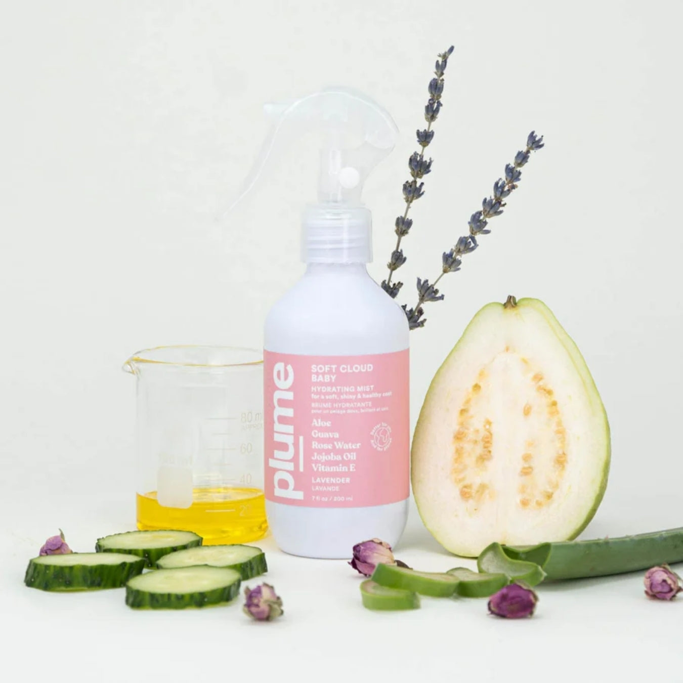 Plume Care Leave-In Conditioner Spray for Dogs & Cats – Sensitive Skin, Natural, Hydrating, Lavender & Rose Water