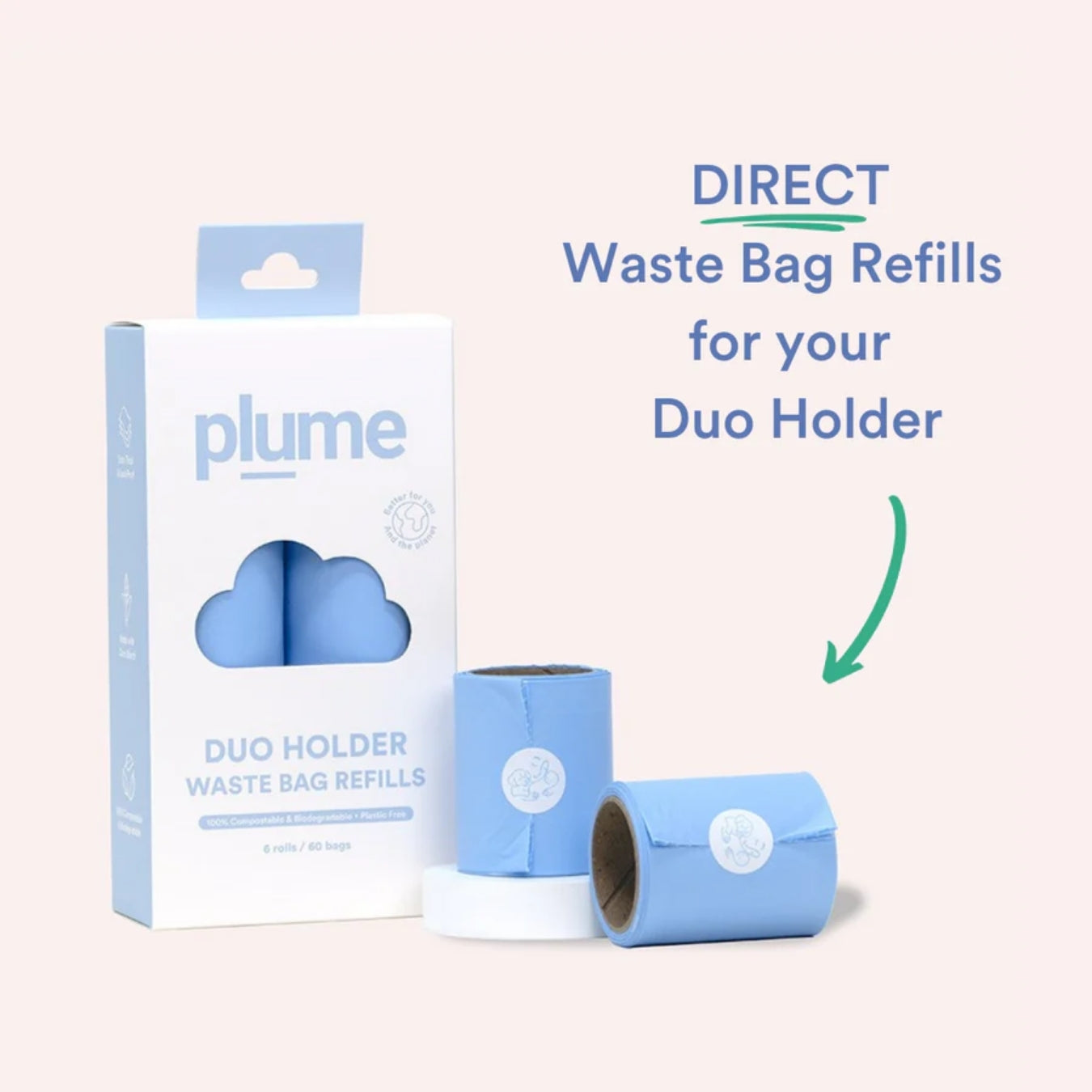 Plume Care Dog Wet Wipe & Poo Bag Dispenser The Duo – Biodegradable 20 Wipes & 10 Poo Bags