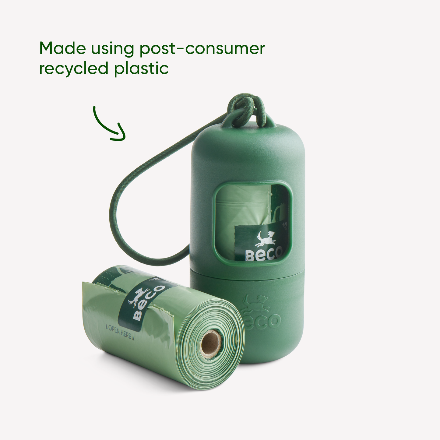 Beco Recycled Plastic Poop Bag Dispenser – Lightweight, Easy to Attach, Includes 15 Poop Bags