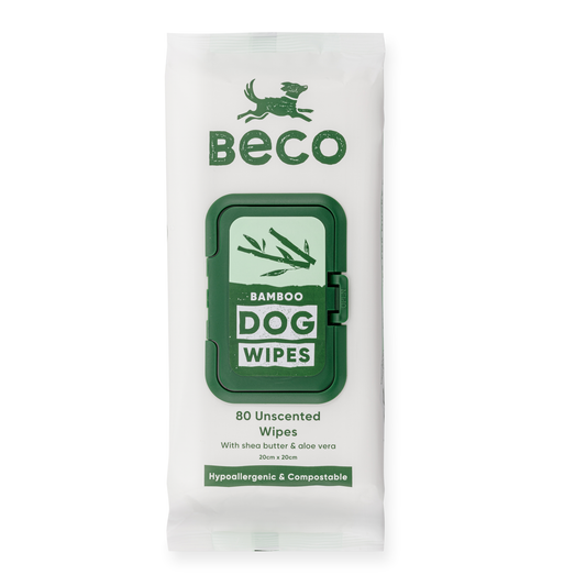 Beco Bamboo Dog Wipes, Unscented, 80 Pack