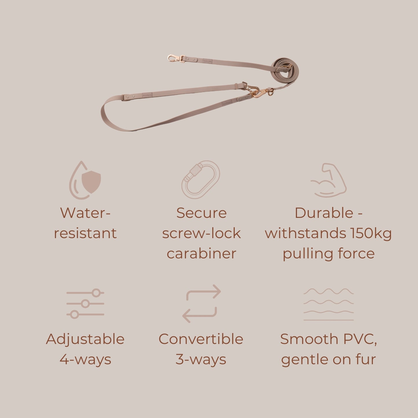 Komu Water-Resistant Hands-free Adjustable Leash & Connector – Quick-Drying | Durable | Strong | Convertible