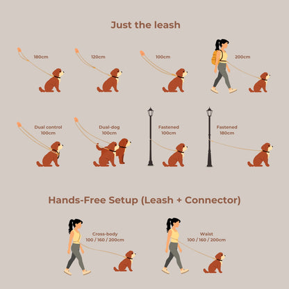 Komu Water-Resistant Hands-free Adjustable Leash & Connector – Quick-Drying | Durable | Strong | Convertible