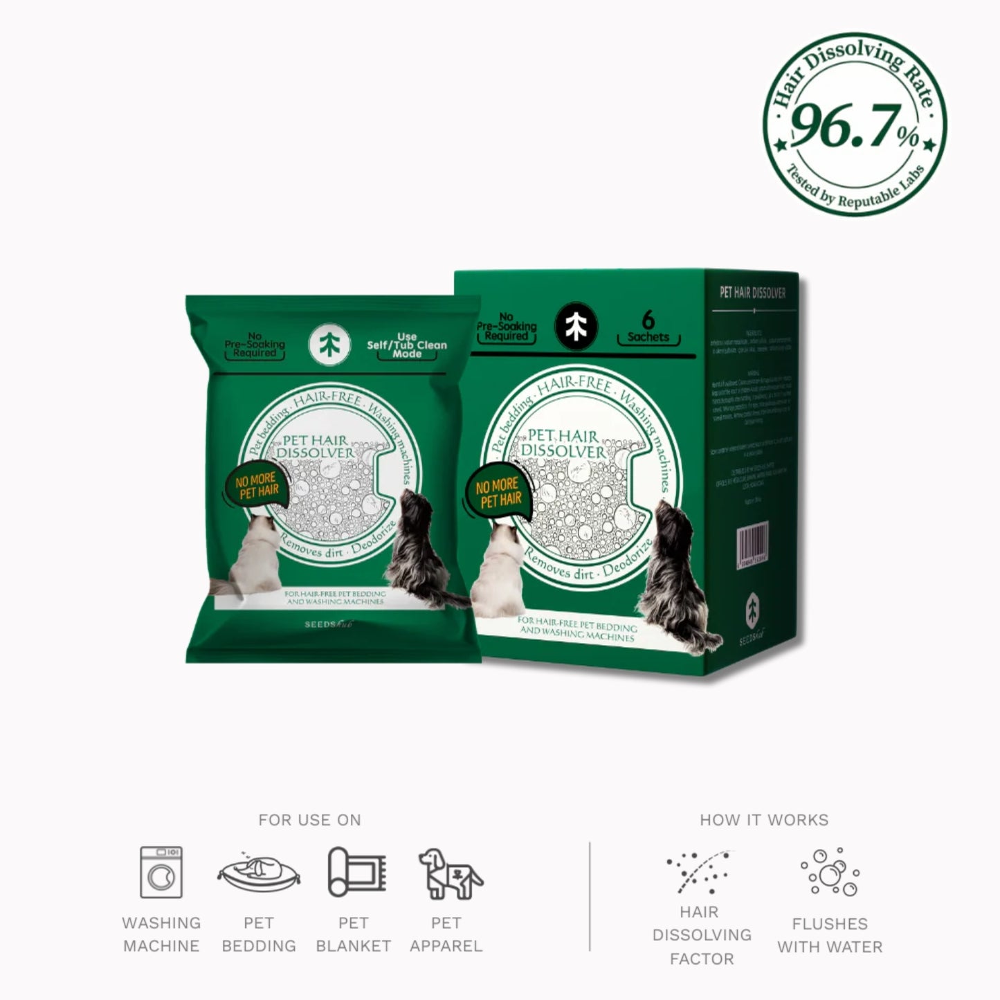 SEEDShub Pet Hair Dissolver - Powerful Pet Hair Remover & Odour Eliminator | For Washing Machines & Pet Supplies
