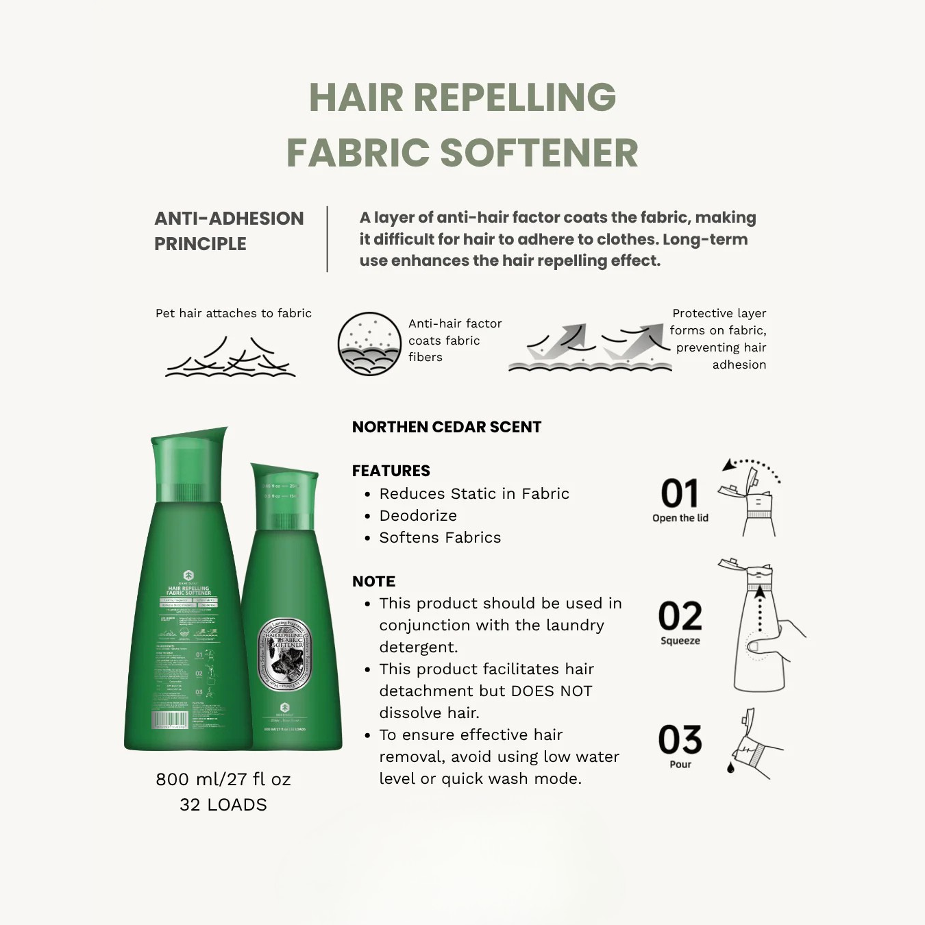 SEEDShub Hair Removal Laundry Detergent & Hair Repelling Fabric Softener – Gentle, Plant-Based Formula | Removes Fur and Odours | Softens Clothing