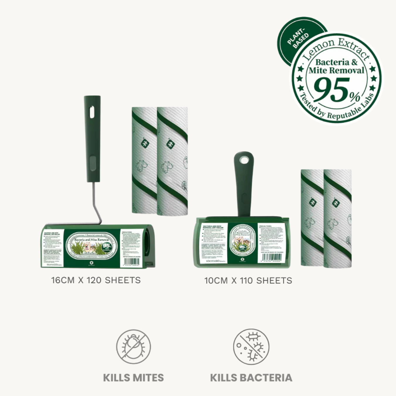 SEEDShub Bacteria & Mite Removal Lint Roller (10cm/16cm) – Gentle Pet Hair & Dust Remover for Clothes & Furniture