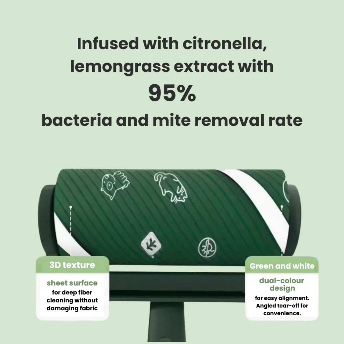 SEEDShub Bacteria & Mite Removal Lint Roller (10cm/16cm) – Gentle Pet Hair & Dust Remover for Clothes & Furniture