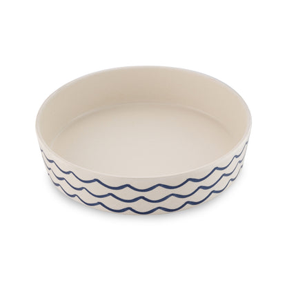 Beco Low-Rim Printed Bamboo Cat Bowl, Ocean Waves