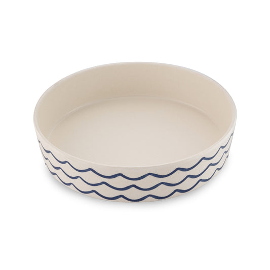 Beco Low-Rim Printed Bamboo Cat Bowl, Ocean Waves