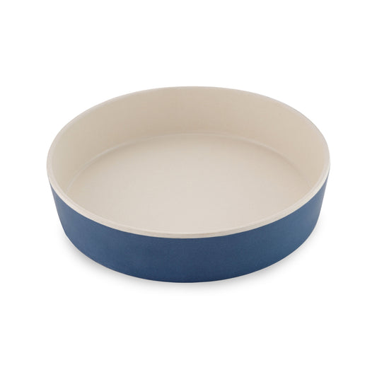 Beco Low-Rim Printed Bamboo Cat Bowl, Midnight Blue