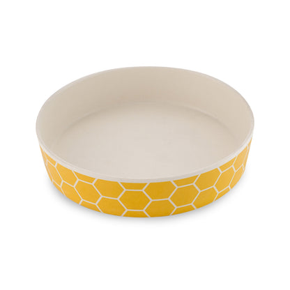 Beco Low-Rim Printed Bamboo Cat Bowl, Honeycomb