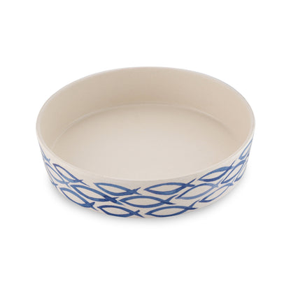Beco Low-Rim Printed Bamboo Cat Bowl, Gone Fishing