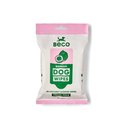 Beco Bamboo Travel Wipes, Coconut Scented – Soft & Compact, 20 Pack