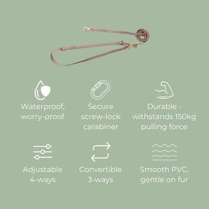 Komu Waterproof Hands-free Convertible & Adjustable Leash – Quick-Drying | All-Weather | Durable | Strong