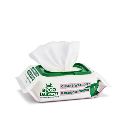Beco Dog Ear Cleaning Bamboo Wipes, 70 Pack - Coconut-scented | Gentle & Soft