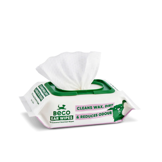 Beco Dog Ear Cleaning Bamboo Wipes, 70 Pack - Coconut-scented | Gentle & Soft