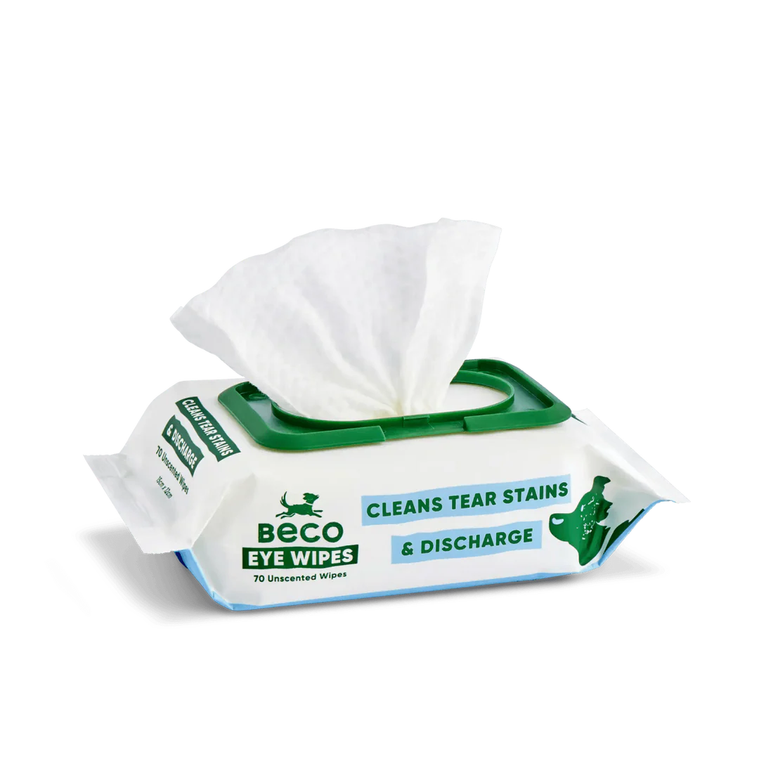 Beco Dog Eye Cleaning Bamboo Wipes, 70 Pack - Fragrance-free | Gentle & Soothing